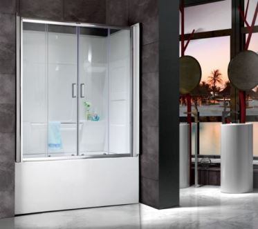 Burchakli Tub Surround Backwall Kiti Surma Shisha eshiklari bilan